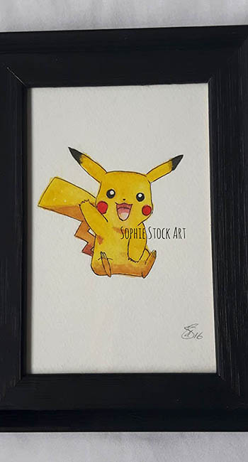 Pikachu Watercolour, A6 Size. Not For Sale.