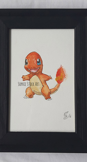 Charmander Watercolour, A6 Size. Not For Sale.